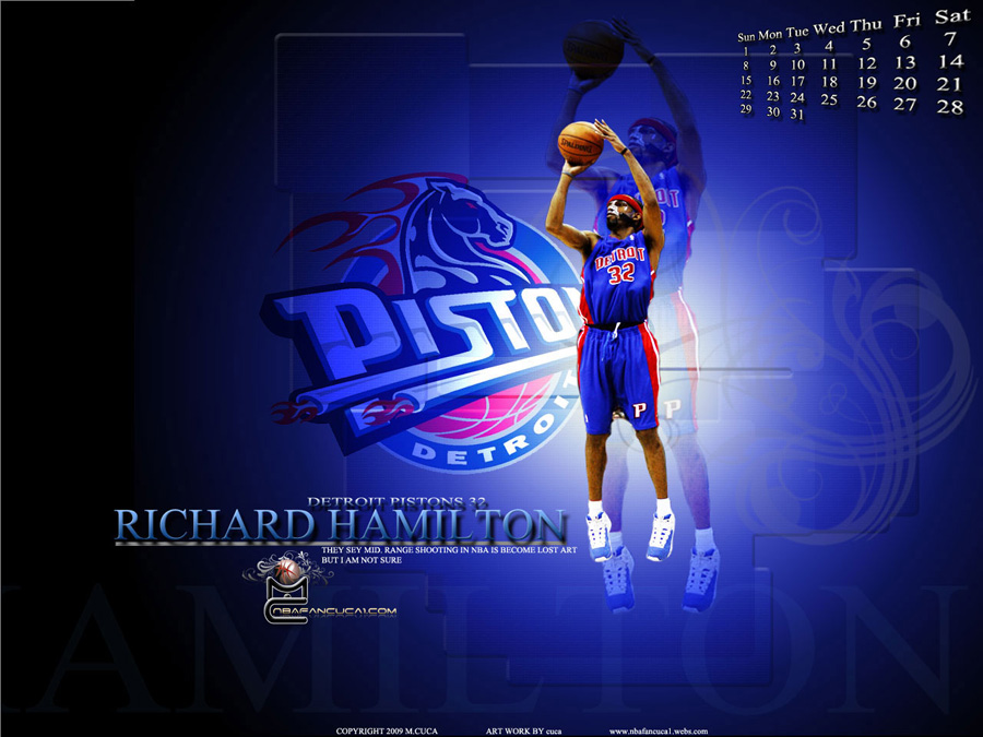 Richard Hamilton March 2009 Calendar Wallpaper - Detroit Pistons - HD Wallpaper 