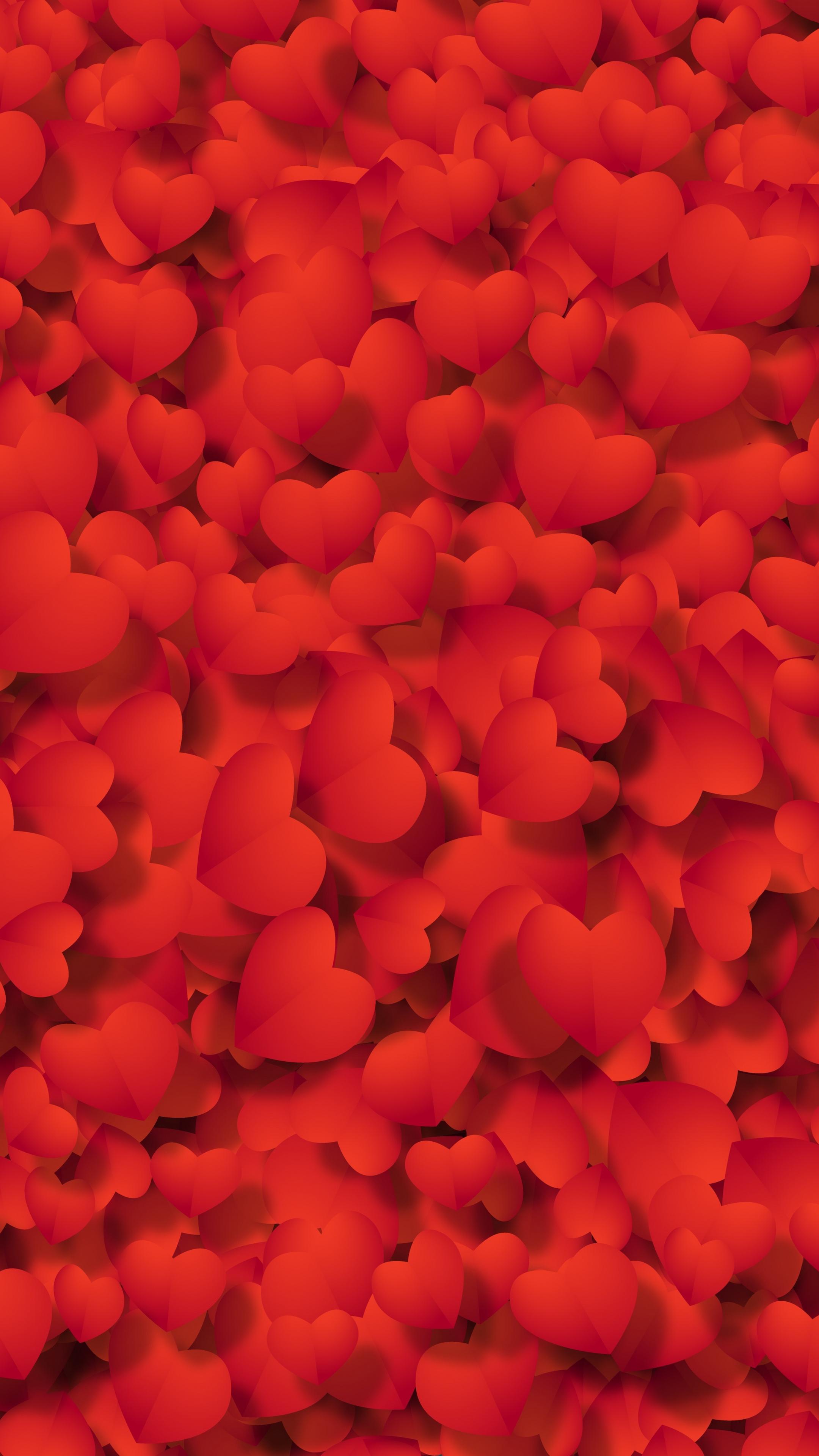 Red Hearts, Shape, Abstract, Love, Wallpaper - Abstract Love Wallpaper Iphone - HD Wallpaper 