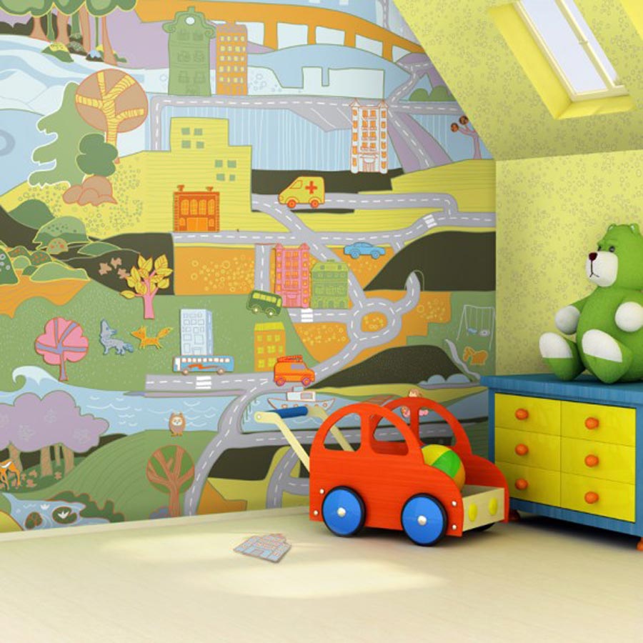 Wallpaper Nursery Murals - Mickey Mouse Wall Design - HD Wallpaper 
