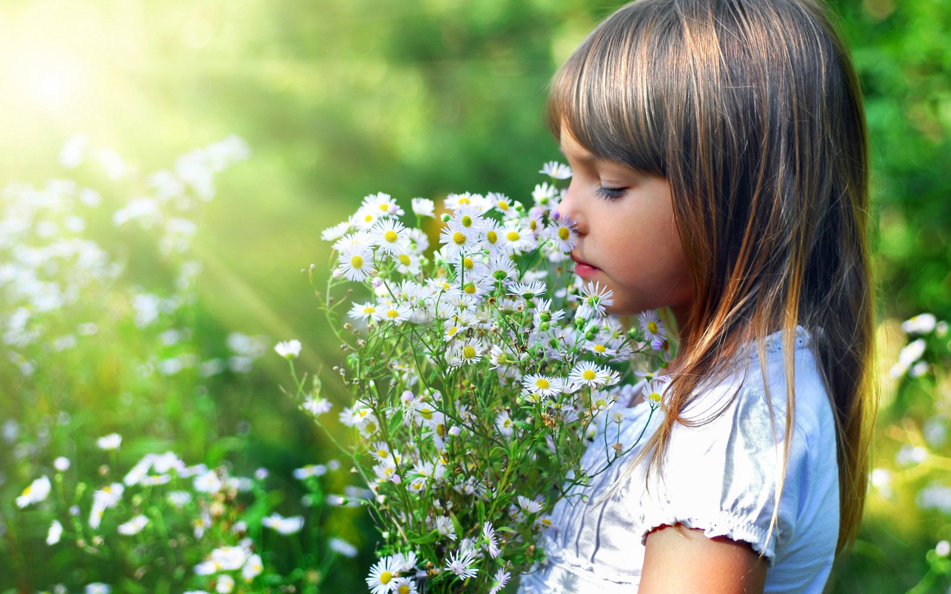 Wallpaper Beautiful Flower Girl - Hd Girl With White Flower - HD Wallpaper 