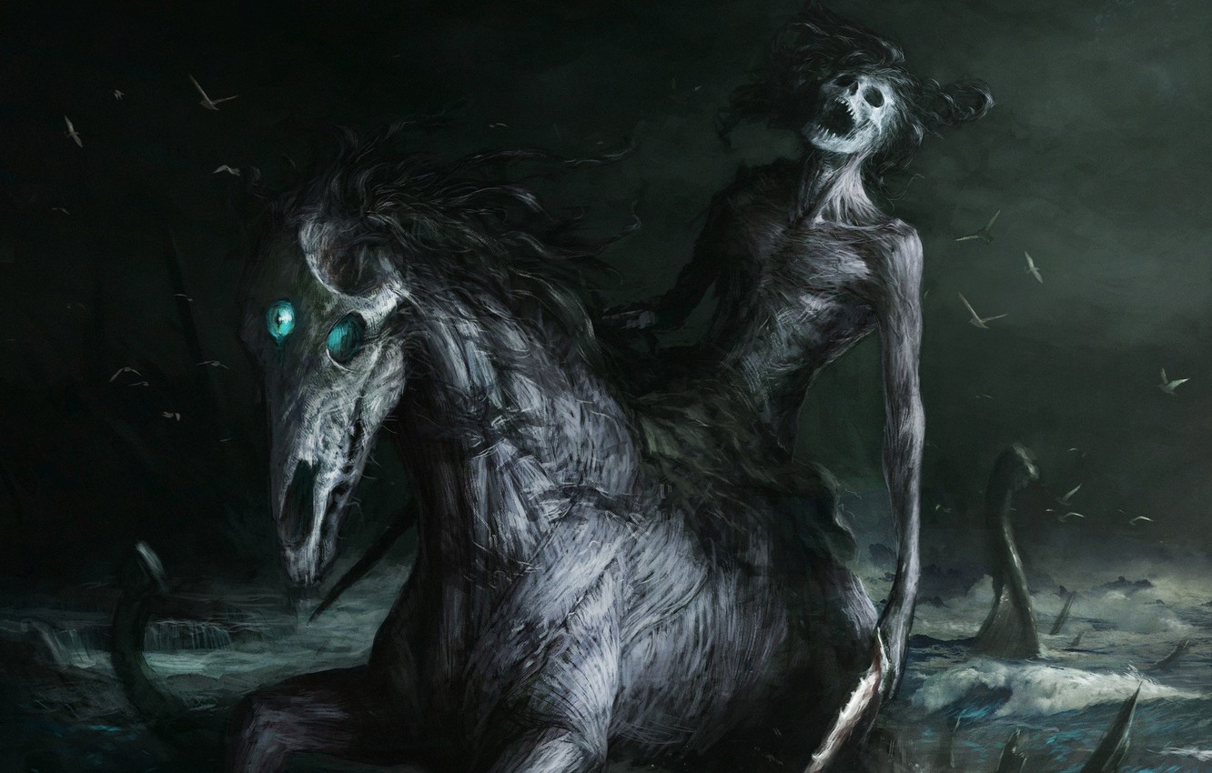 Photo Wallpaper Dead, Horse, The Demon, Fantasy, Ghost, - Nuckelavee Art - HD Wallpaper 