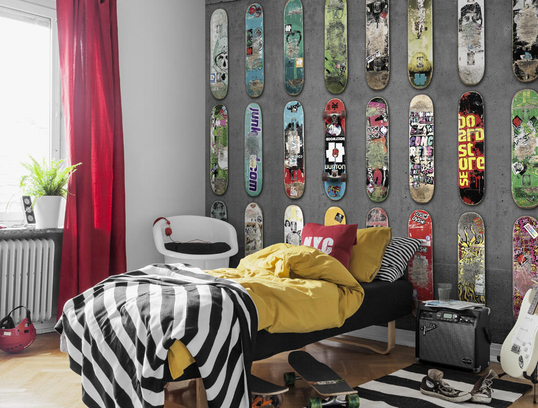 Wallpaper Untuk Bilik Lelaki Remaja - Skateboard Room Decor - HD Wallpaper 
