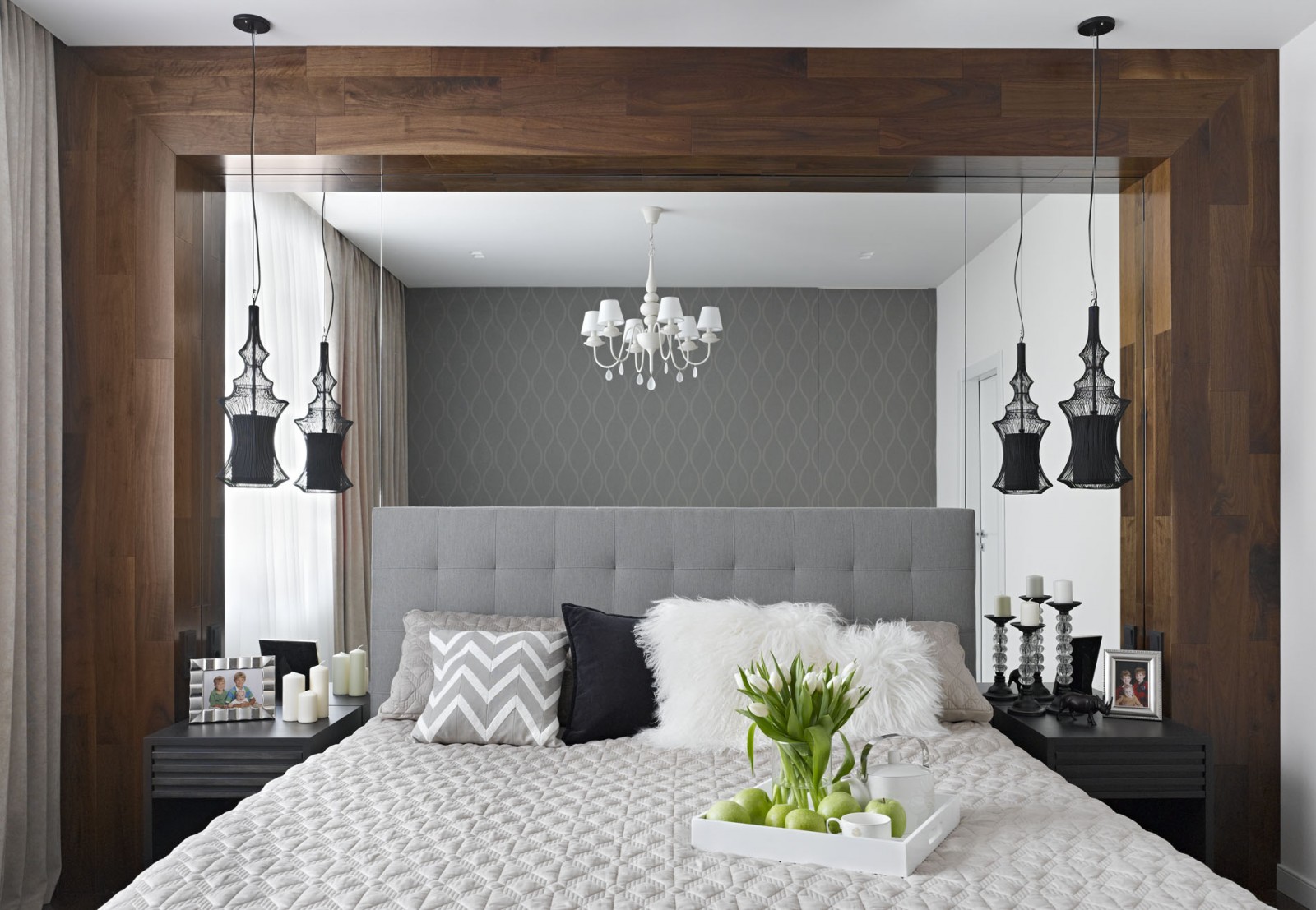 Hiasan Bilik Tidur Kontemporari Dengan Menggunakan - Wall Bed Mirror Design - HD Wallpaper 