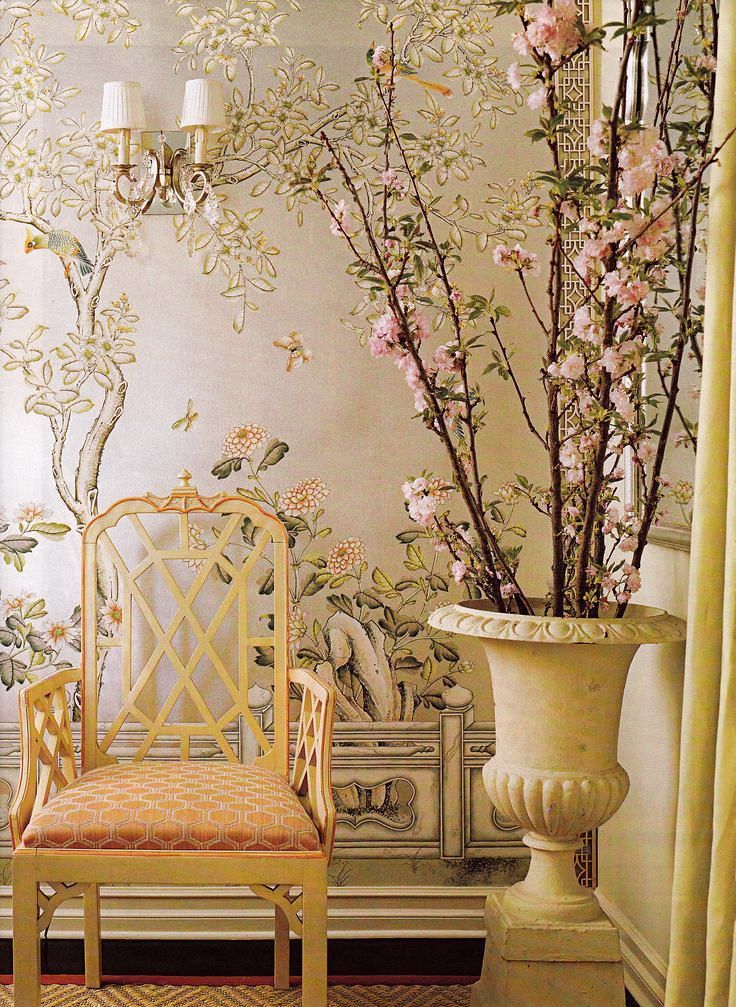Yellow Chinoiserie Fabric Chairs - HD Wallpaper 