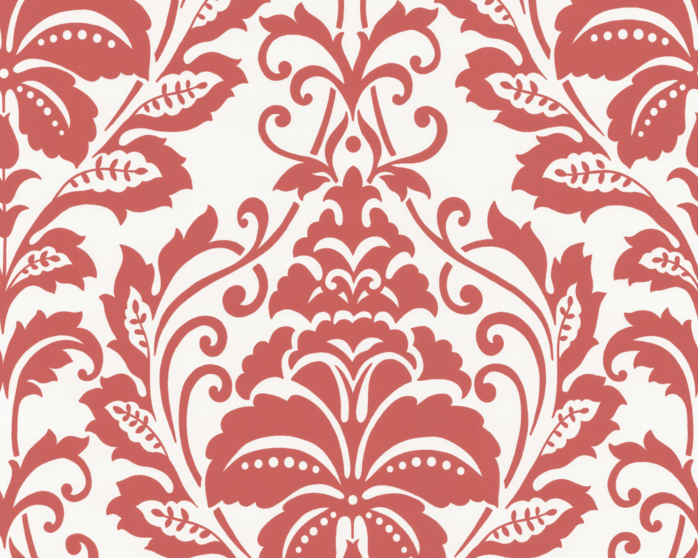 Louis Red Damask Wallpaper Victorian Wallpaper By Brewster - Red And White Patterns - HD Wallpaper 