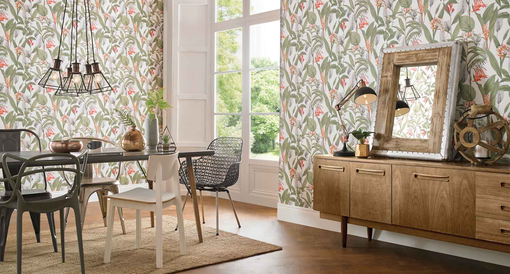 Botanical Wallpaper Dining Room - HD Wallpaper 