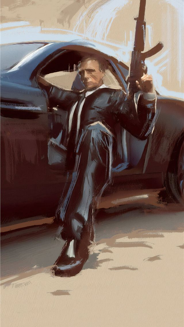 James Bond Car Art Iphone Wallpaper - James Bond No Time To Die - HD Wallpaper 