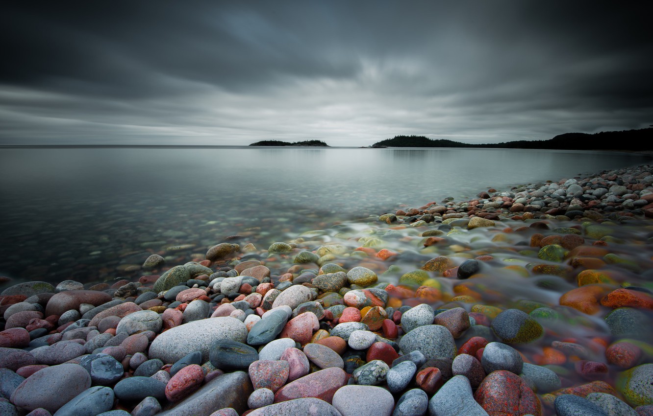 Photo Wallpaper Summer, The Sky, Clouds, Lake, Day, - Beach Stone Photos Prints - HD Wallpaper 