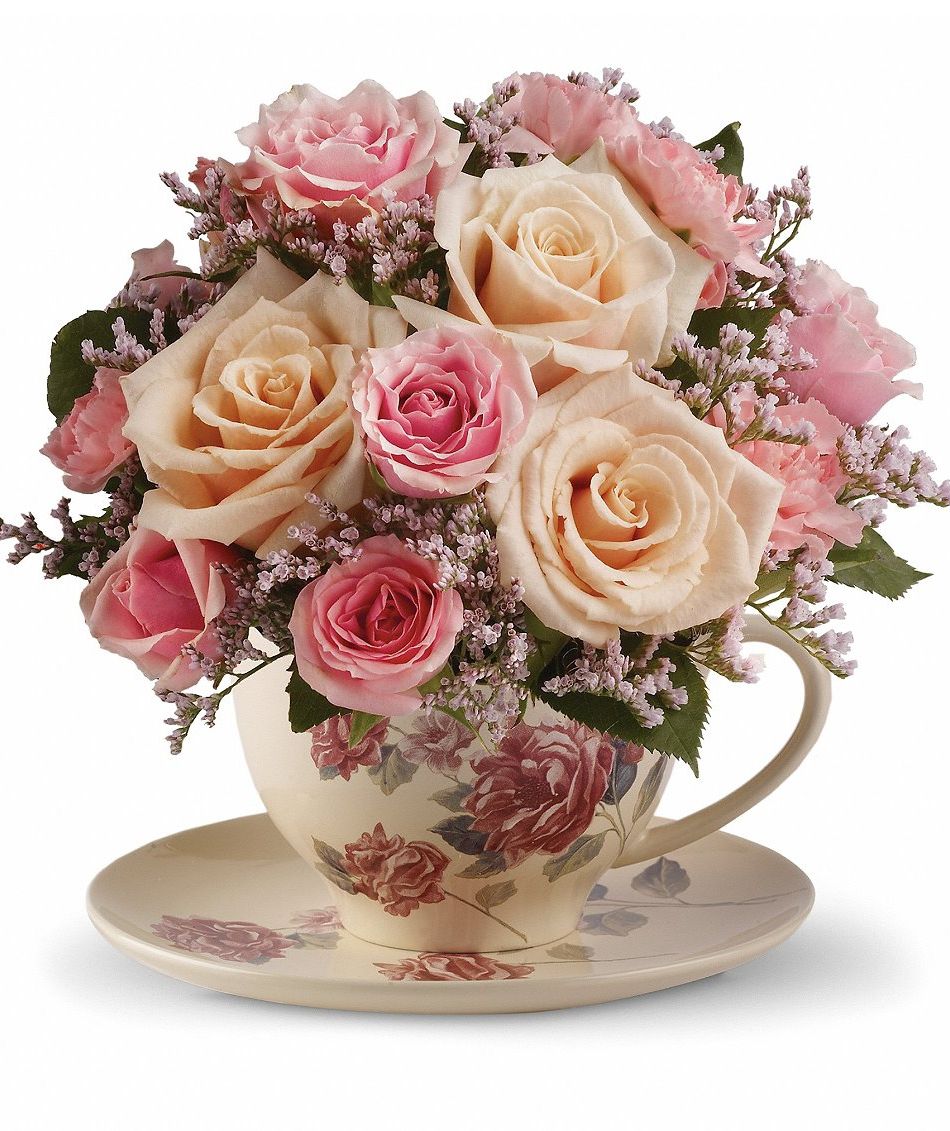 Victorian Era Floral Arr - Tea Cup With Flowers - HD Wallpaper 
