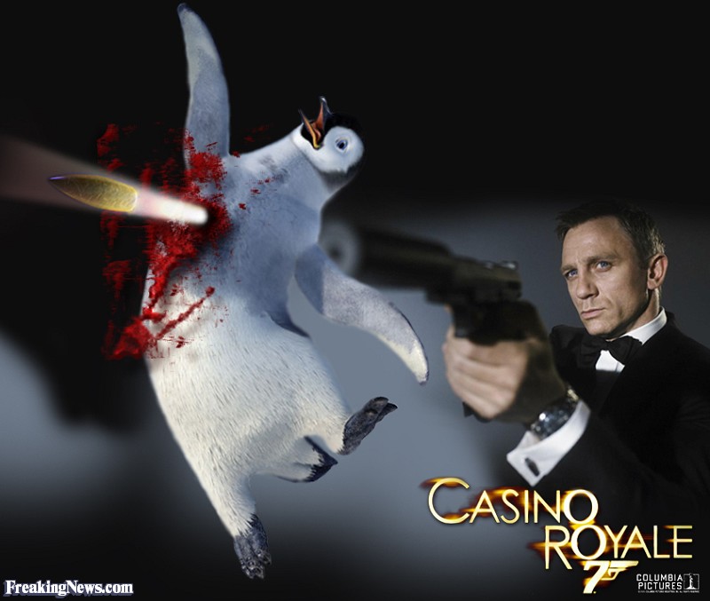 James Bond Shooting A Penguin In Casino Royale - James Bond - HD Wallpaper 