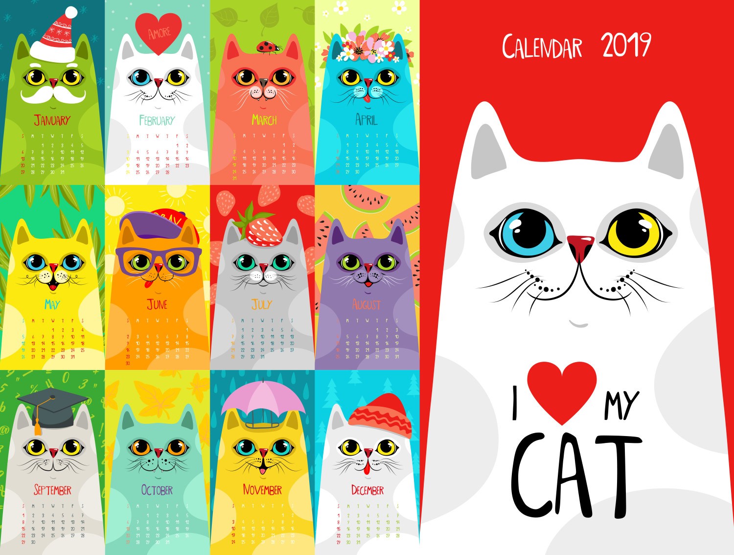 Cute Cats Calendar 2018 - HD Wallpaper 