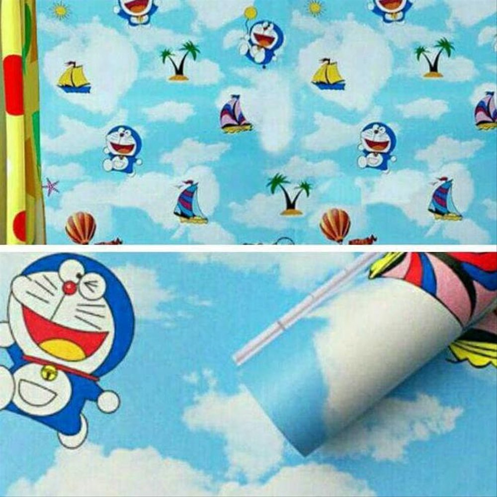 Wallpaper Dinding Kamar Anak Termurah Doraemon Biru - Shirt - HD Wallpaper 