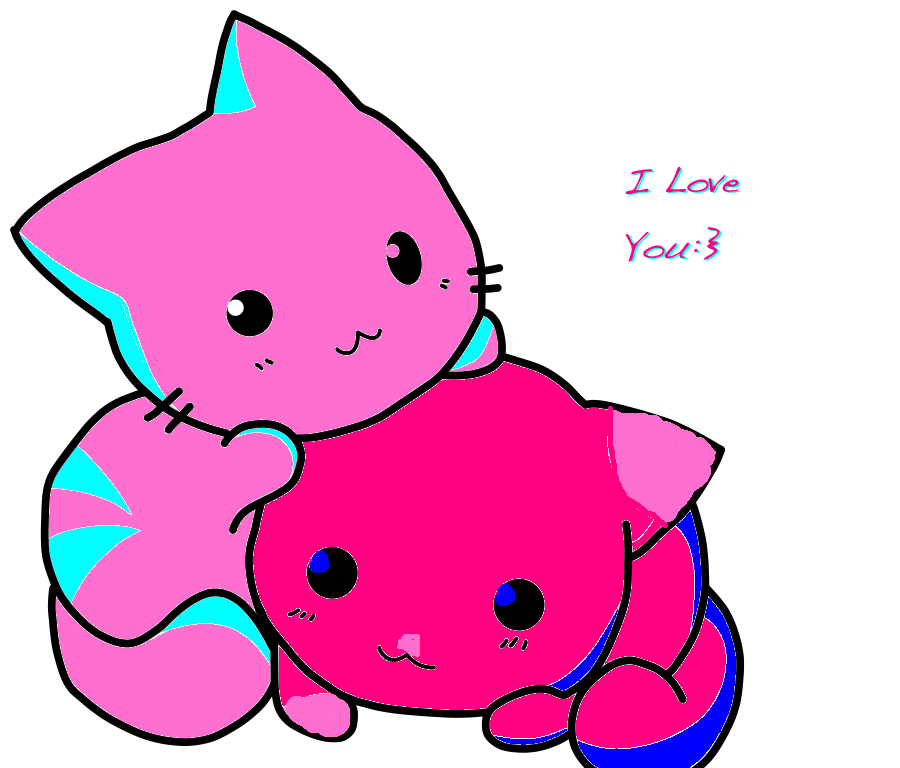 Anak Kucing Cuudling - Cute Cat Cartoon Png - HD Wallpaper 