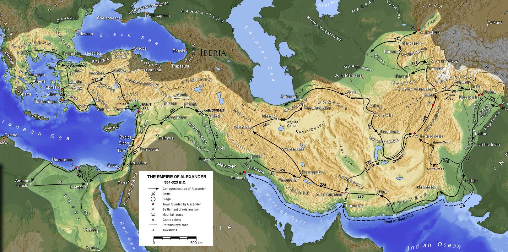 Topographic Map Of Alexander The Great's Empire - HD Wallpaper 