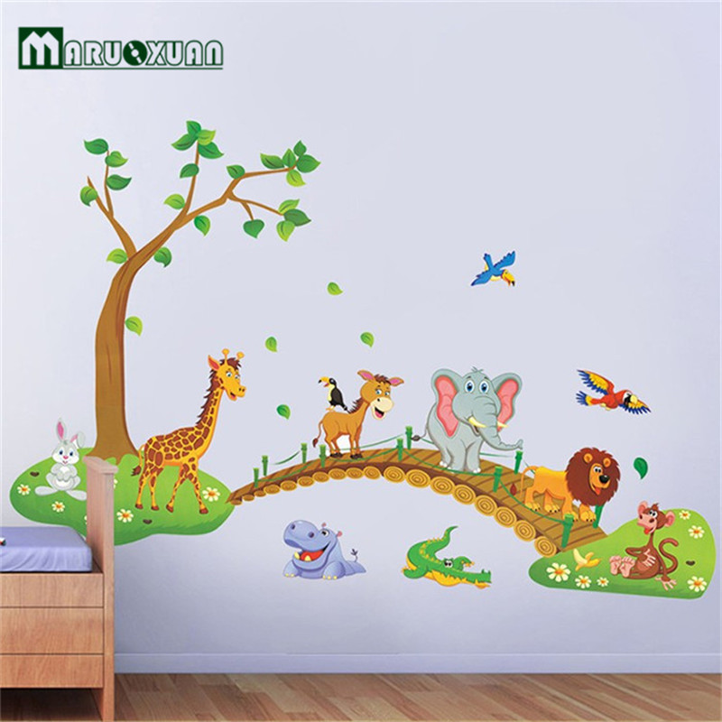 Modern Wall Sticker For Kid Bedroom Big Jungle Animal - Vinilo Animales De La Selva - HD Wallpaper 