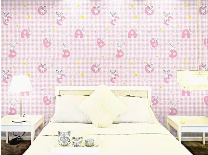 Wallpaper Dinding Kartun Warna Pink Unik Lucu - Bedroom - HD Wallpaper 