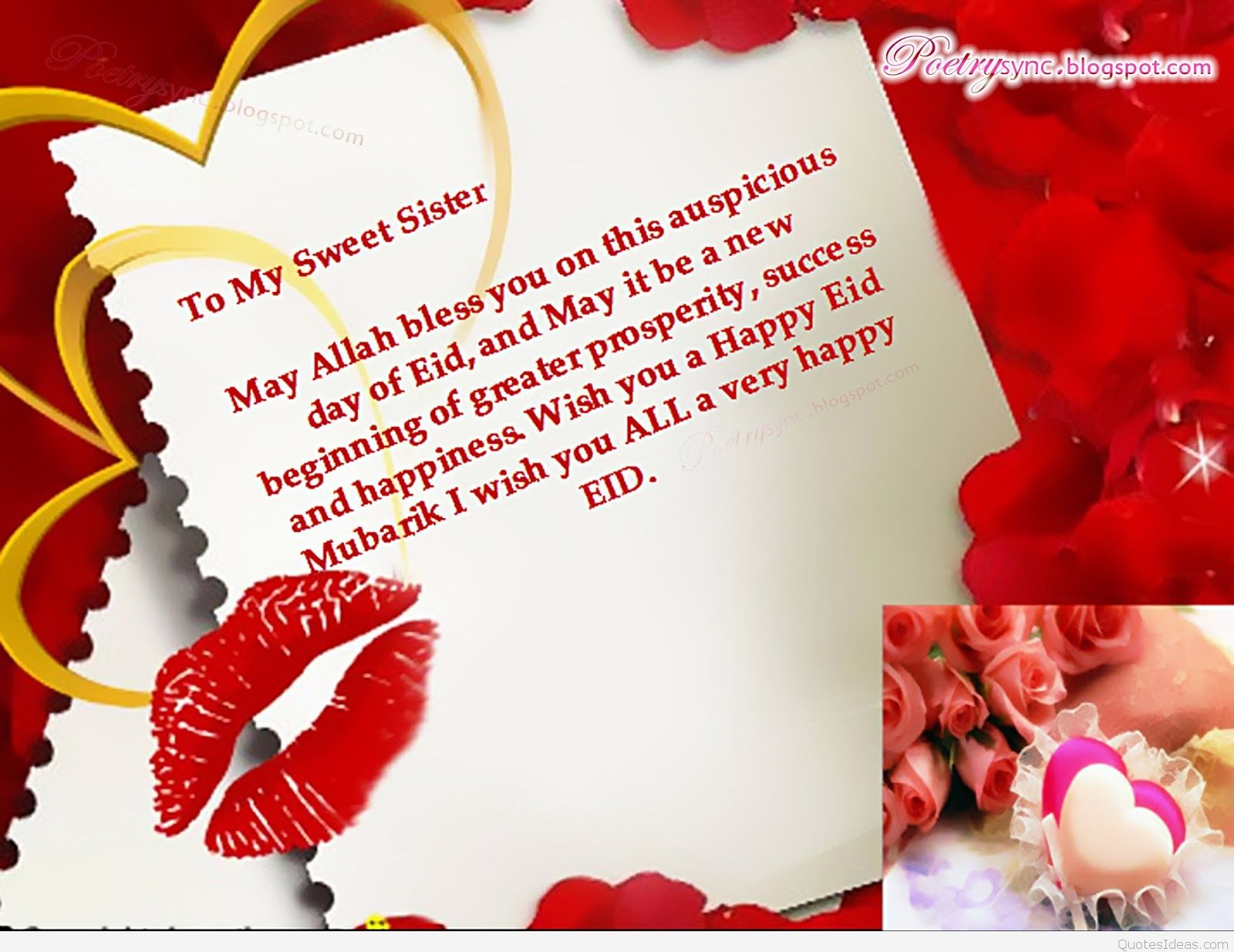 E#greetings Card For Sisters Love Happy E#day E#mubarik - Eid Mubarak Wishes For Sister - HD Wallpaper 