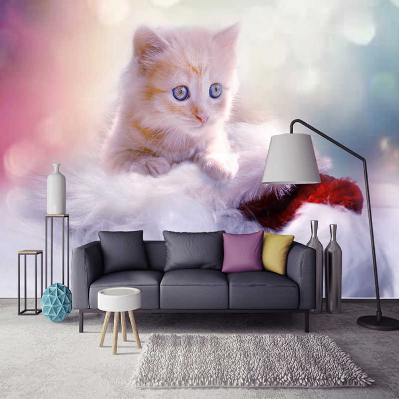 Kustom Ukuran 3d  Dinding Mural Wallpaper  Kucing Lucu  