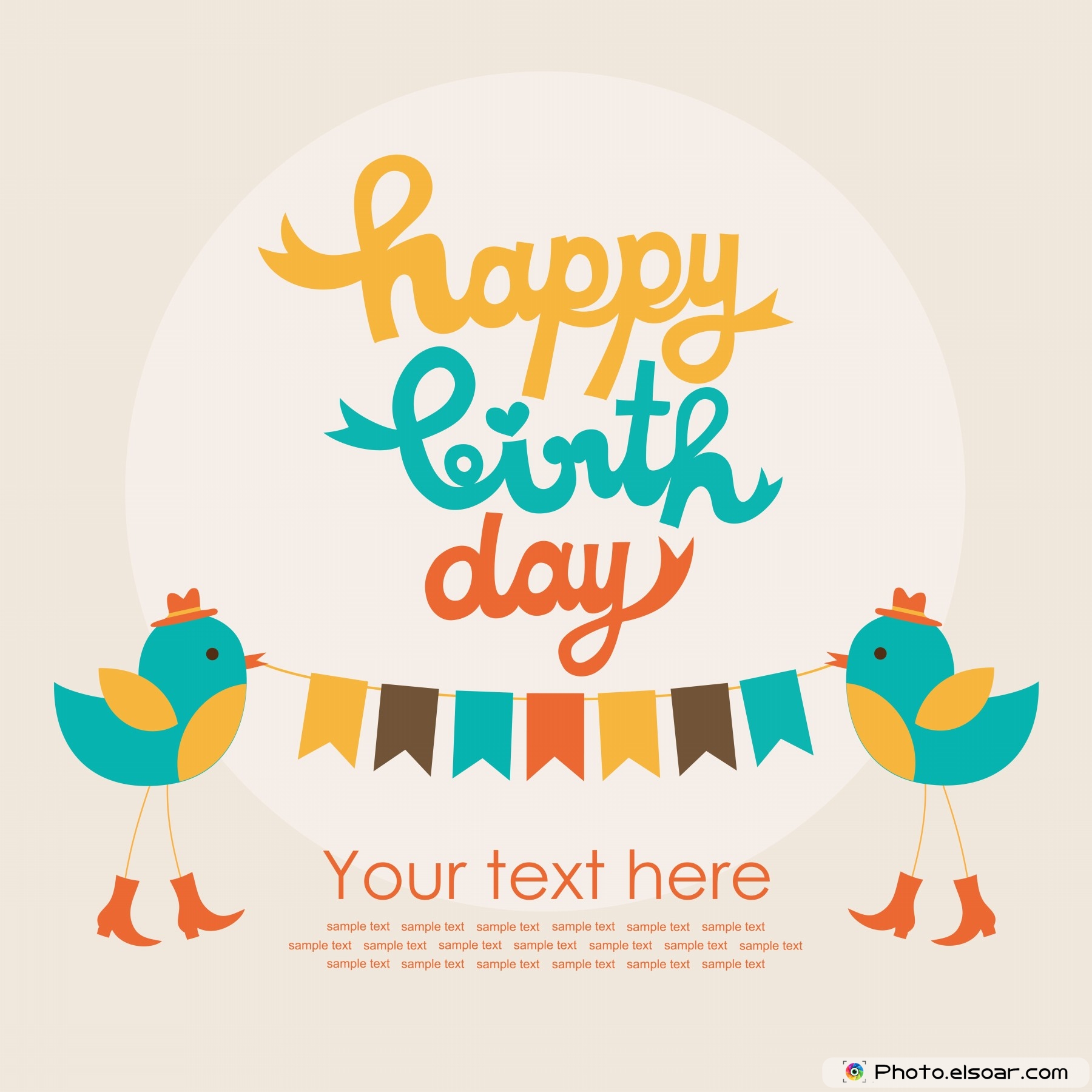 Happy Birthday Card Design With Cute Birds - Happy Birthday Designer Cards - HD Wallpaper 