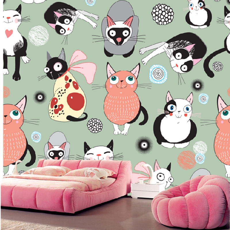Cute Cartoon Cat Background - HD Wallpaper 