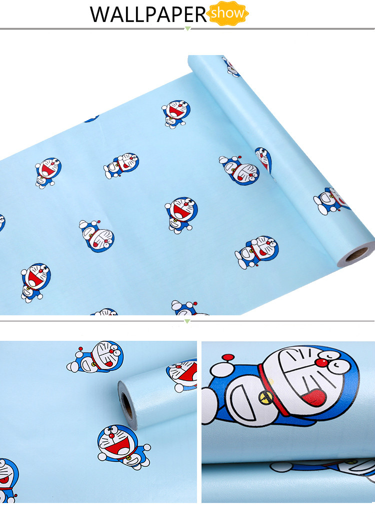 Pvc Vinyl Wallpaper Kartun Biru Kucing Kertas Dinding - Doraemon - HD Wallpaper 