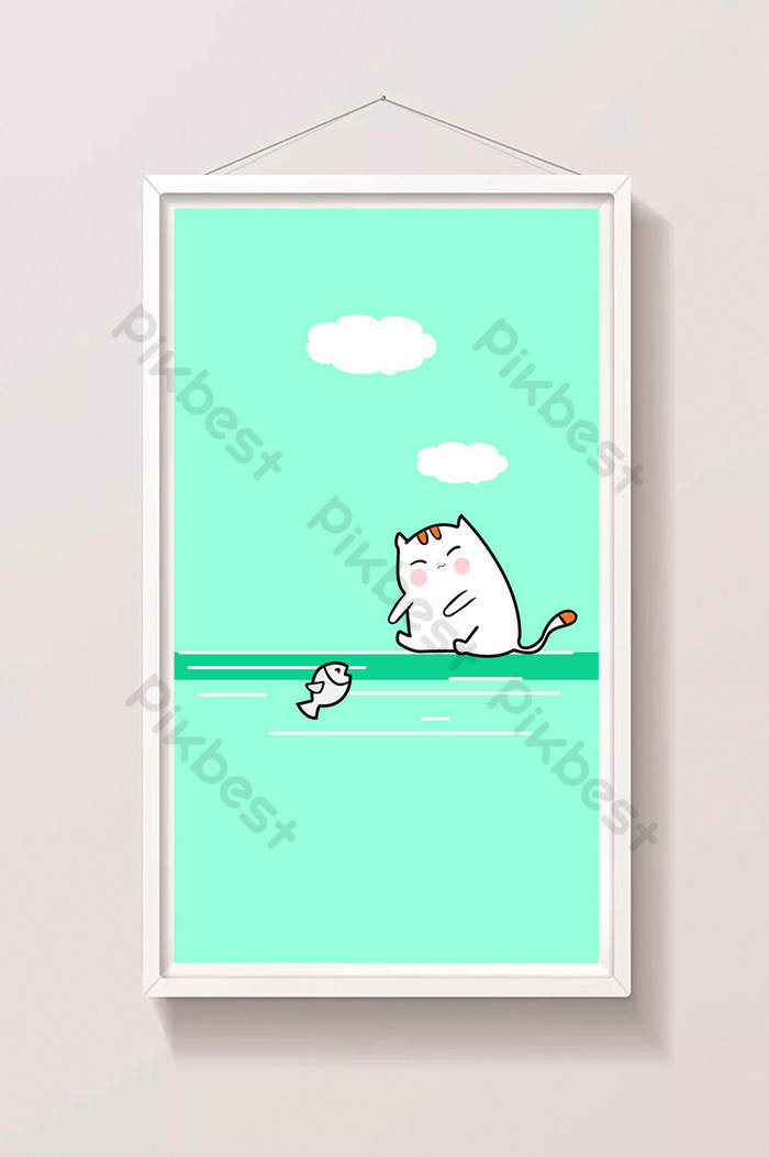 Fresh Cartoon Cat Wants To Eat Fish Loading Gif Dynamic - Illustration - HD Wallpaper 
