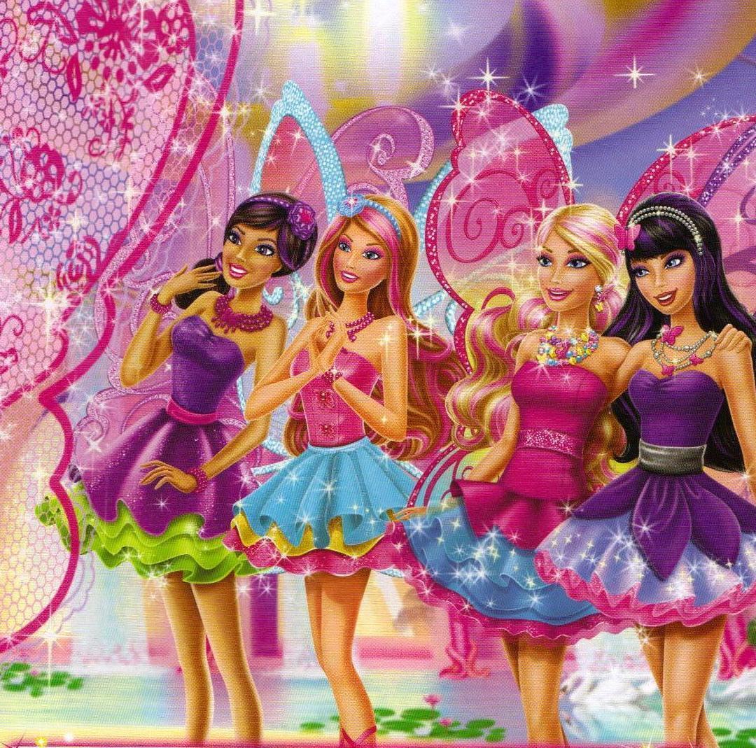 Barbie Cartoon With Friends - HD Wallpaper 