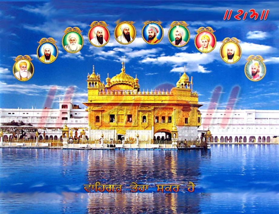 Sikh Culture God Images And Wallpapers Guru Nanak Wallpapers - Golden Temple With Guru - HD Wallpaper 