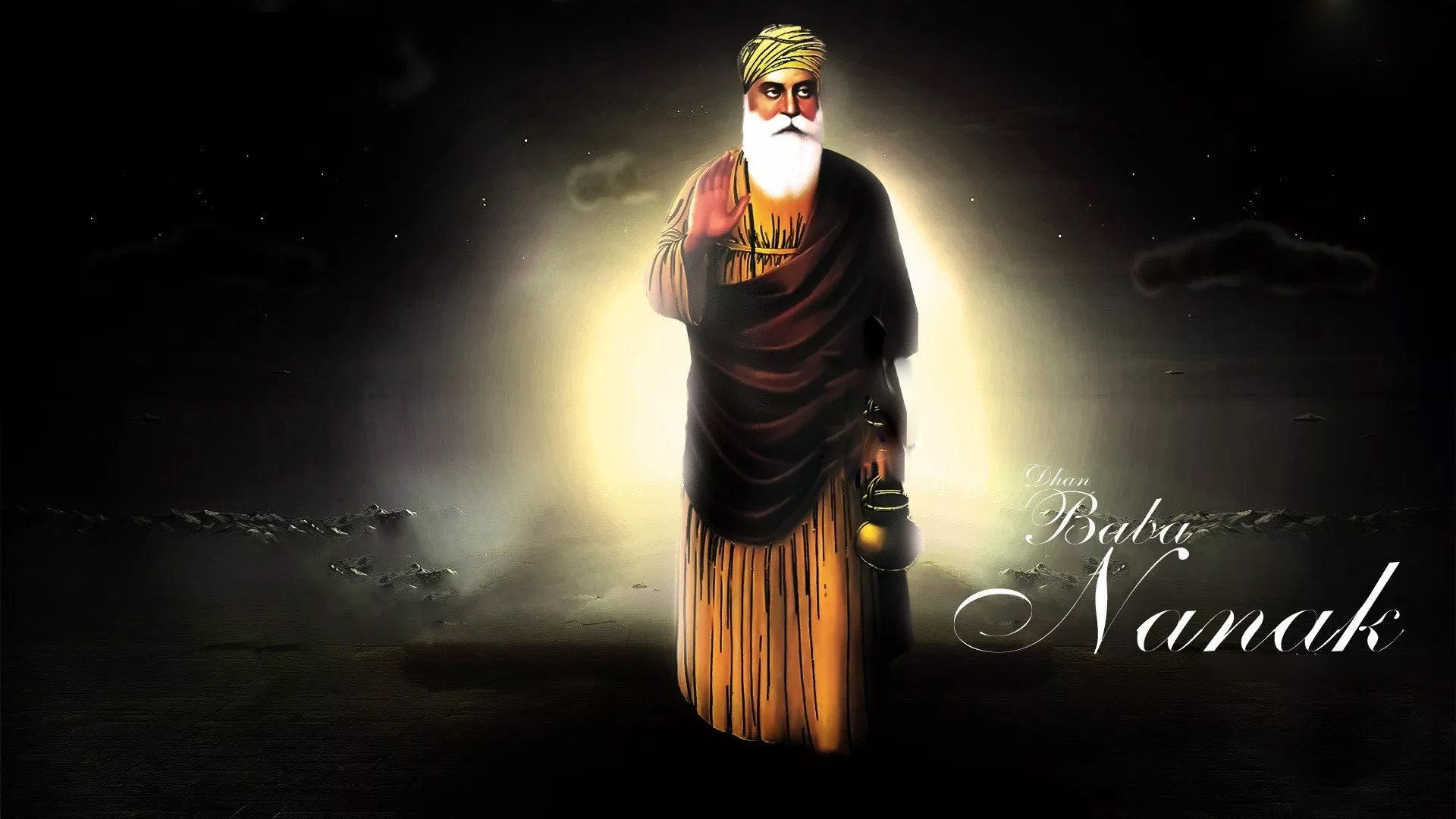 Guru Nanak Dev Ji Ke Wallpaper By Sobha Singh - Guru Nanak Dev Ji - HD Wallpaper 