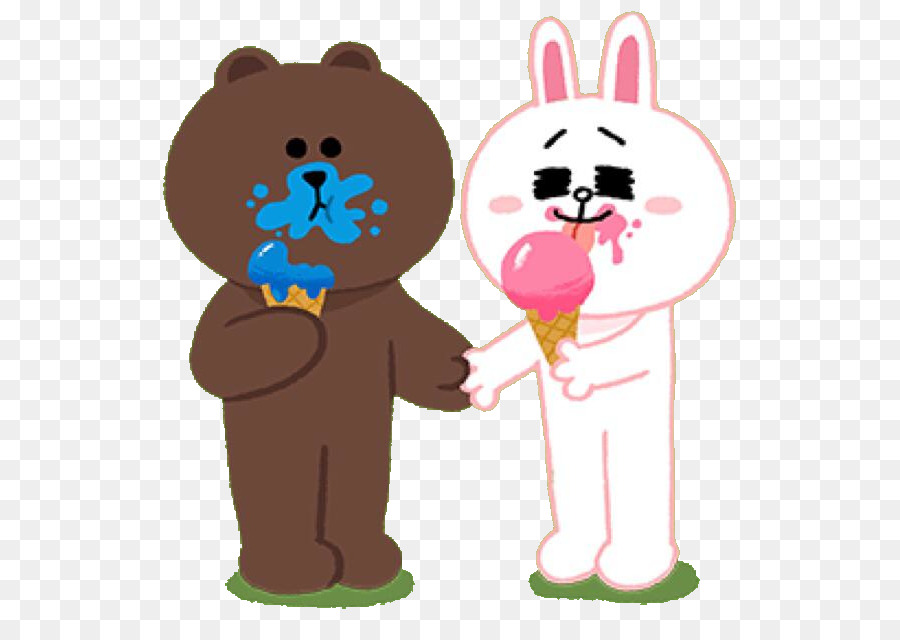 Line Bear Wallpaper - Line Friend Eat Ice Cream - HD Wallpaper 