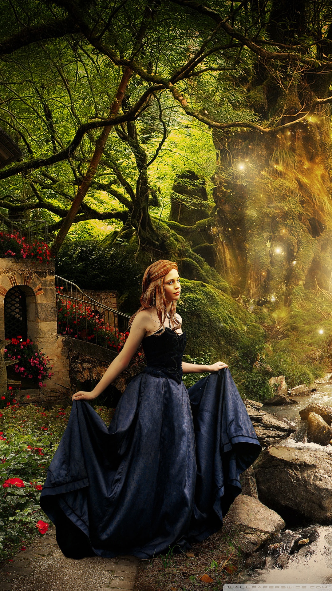 Girl Bear Forest Fantasy - HD Wallpaper 