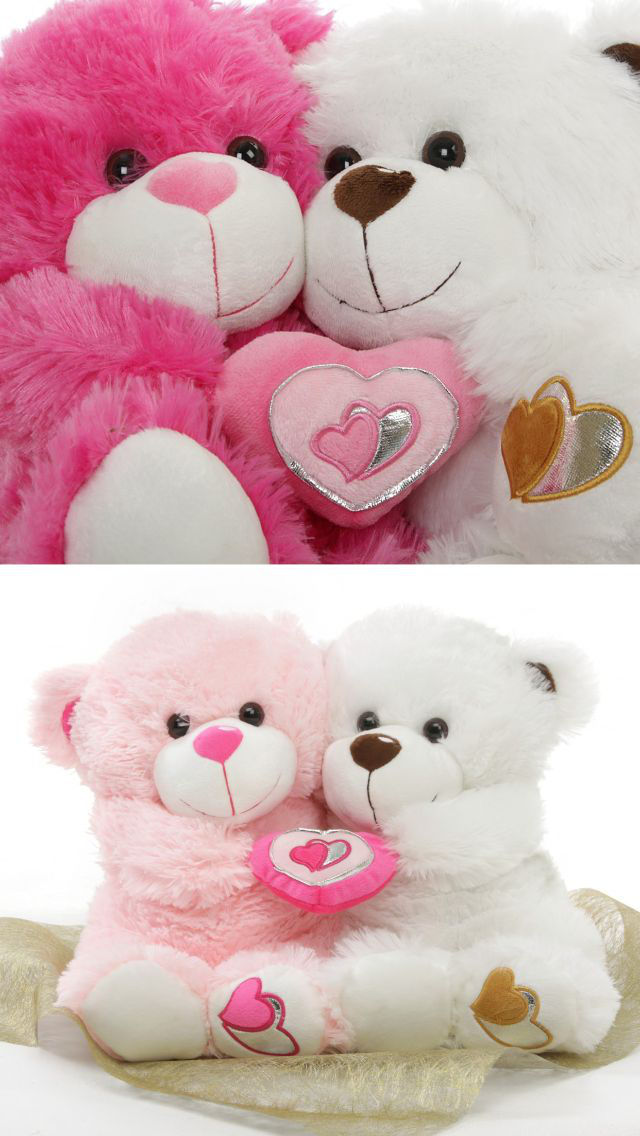 #56128s9 Cute Teddy Bears Wallpaper - Pink And White Teddy Bear - HD Wallpaper 