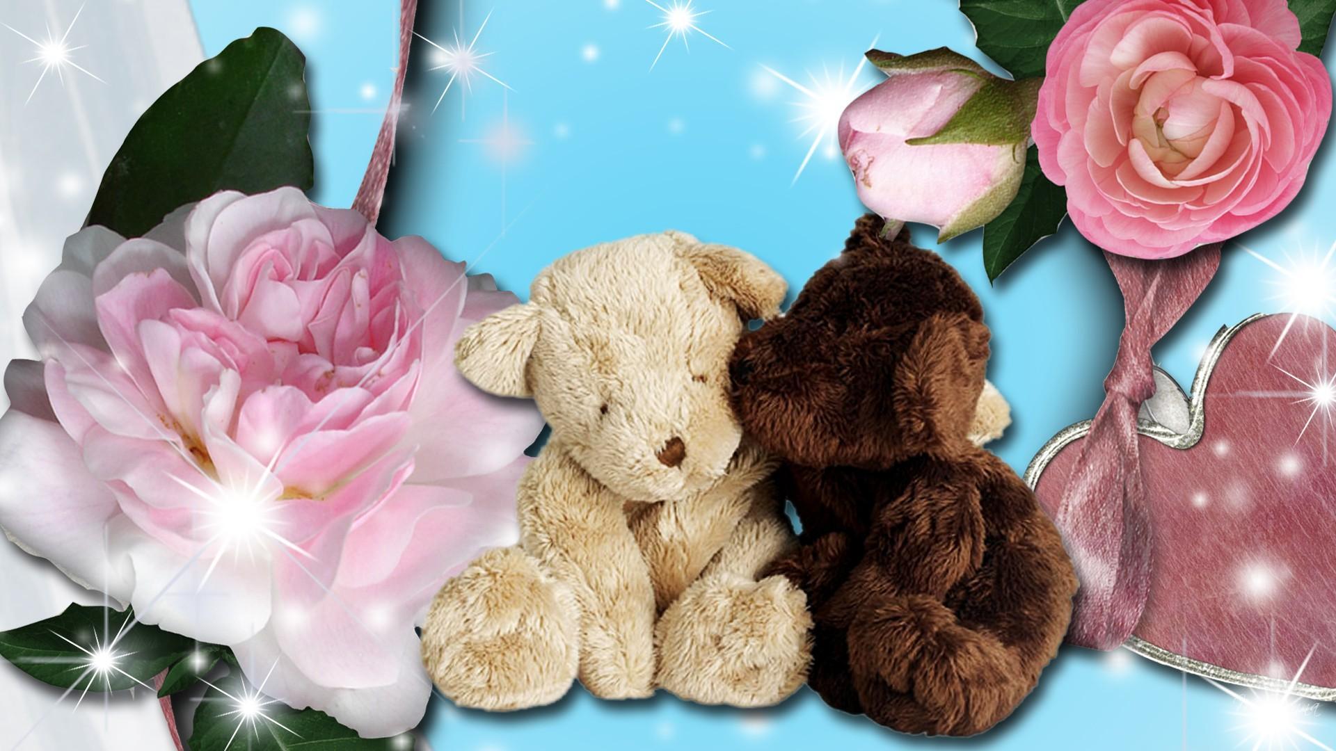 Mawar Boneka Beruang - Roses Wallpaper Hd With Teddy Bear - HD Wallpaper 