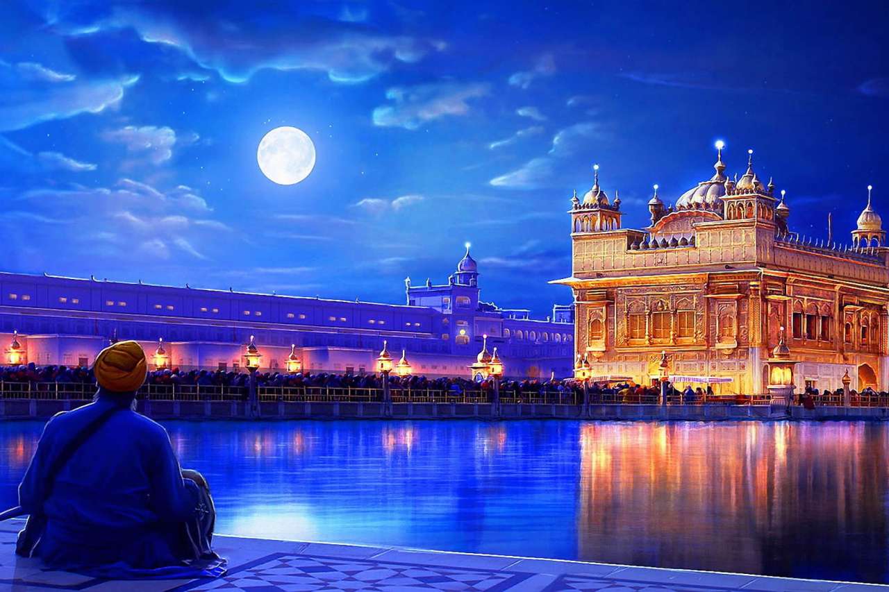 Golden Temple Night View - HD Wallpaper 