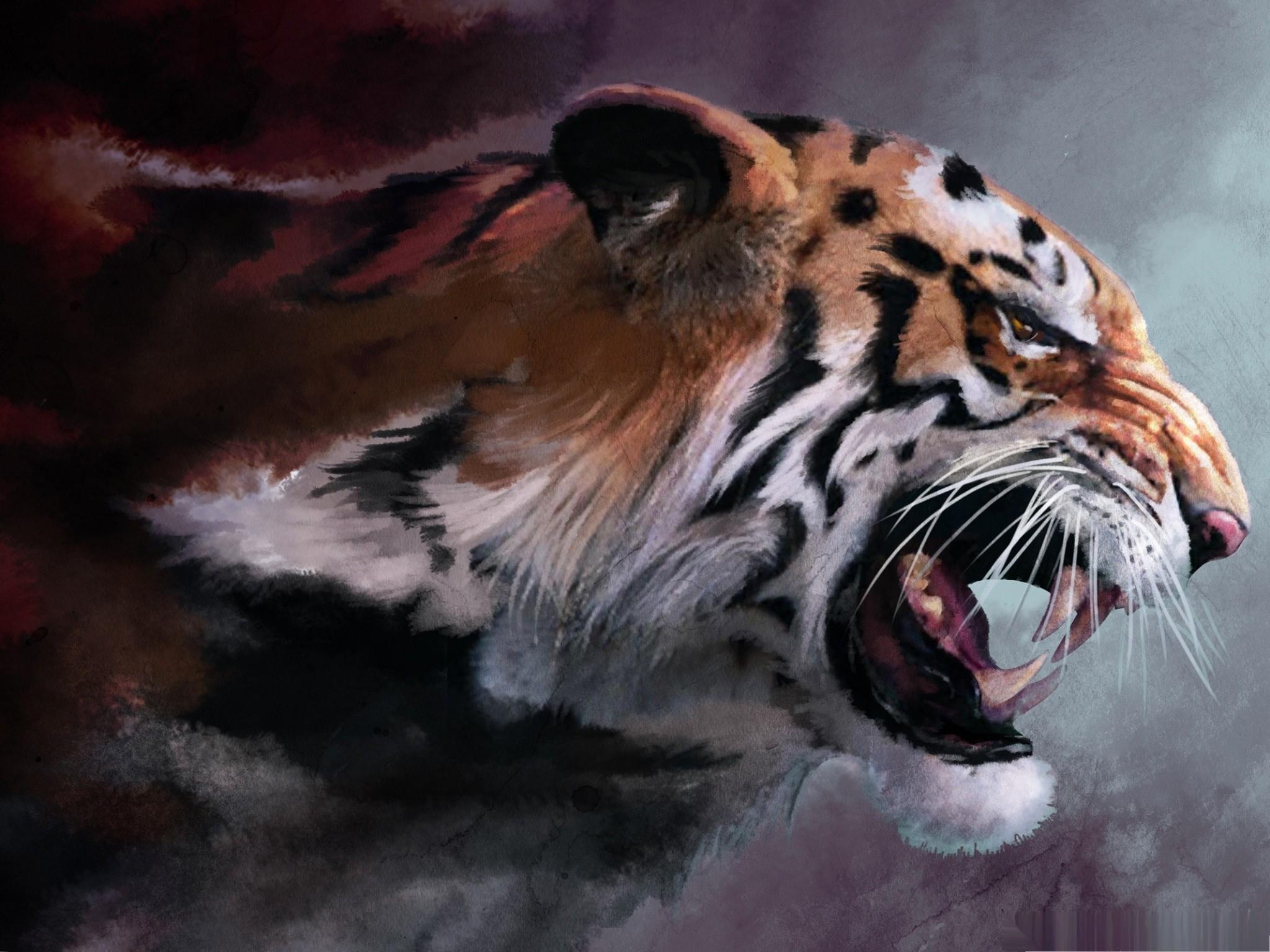 Cat Harimau Marah - Amazing Picture Of Tiger - HD Wallpaper 