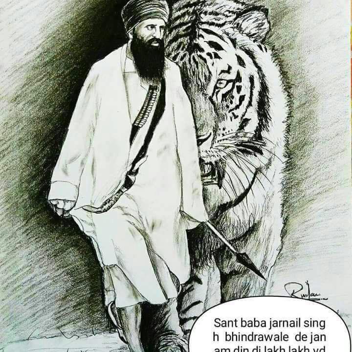 Sant Jarnail Singh Bhindranwale Sketch - 720x720 Wallpaper 