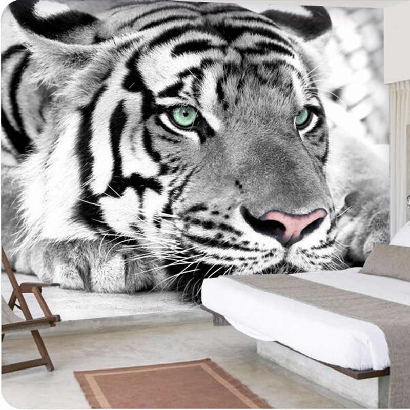 3d Custom Non-woven Photo Mural Wallpaper Animal Black - Papel De Parede Para Sala Preto E Branco - HD Wallpaper 