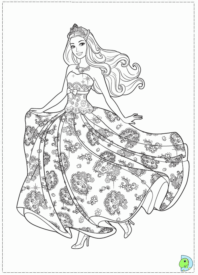 Barbie- The Princess And The Popstar Coloring Page - Princess Barbie Doll Drawing - HD Wallpaper 