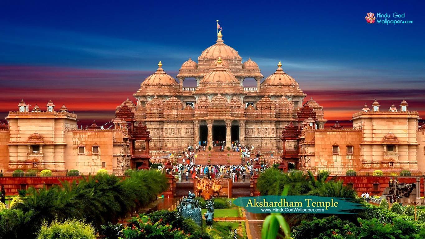 Akshardham Temple Hd Wallpaper For Desktop Free Download - Temples Of India  Hd - 1366x768 Wallpaper 