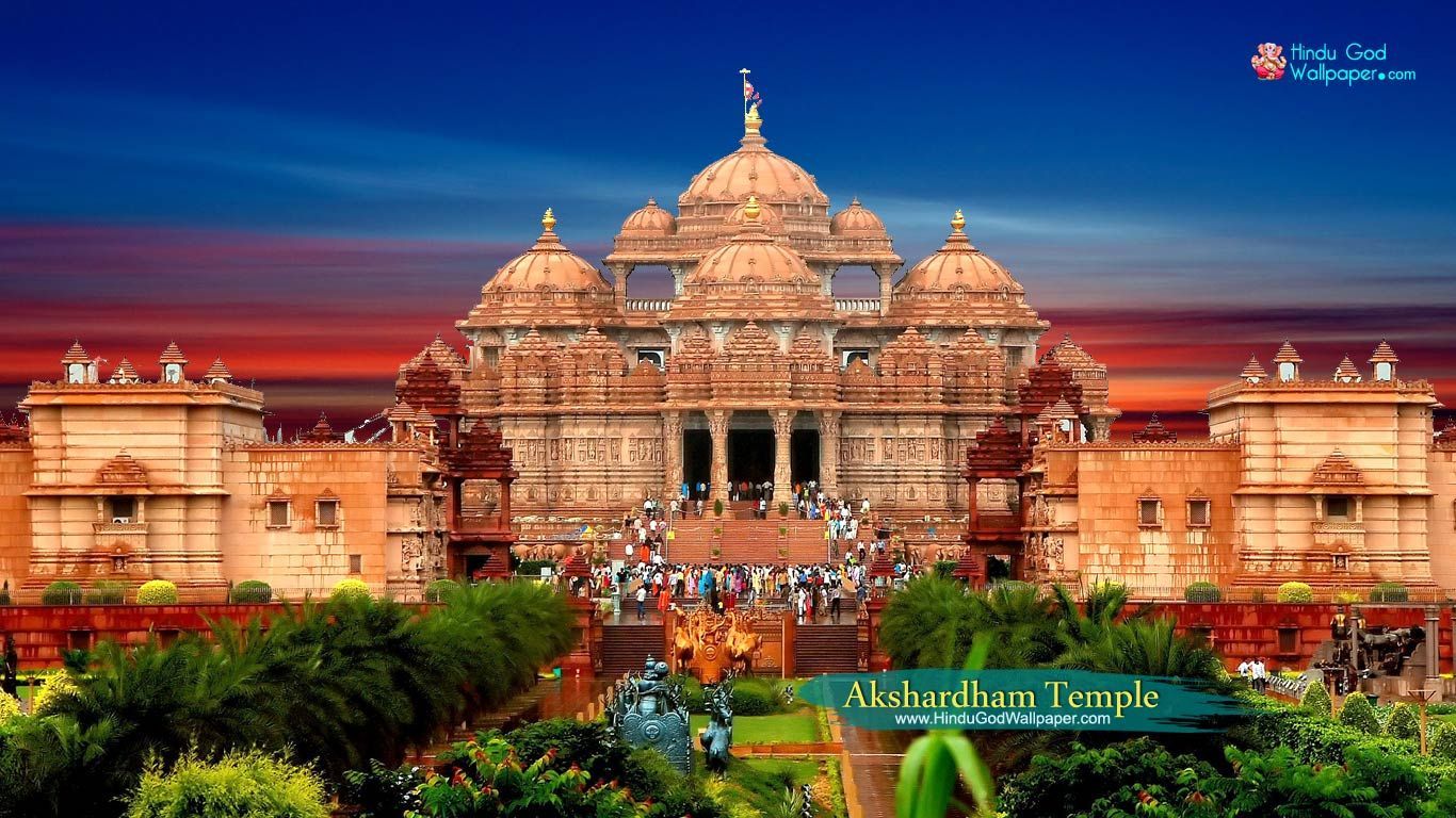 Akshardham Temple Hd Wallpaper For Desktop Free Download - Temples Of India Hd - HD Wallpaper 