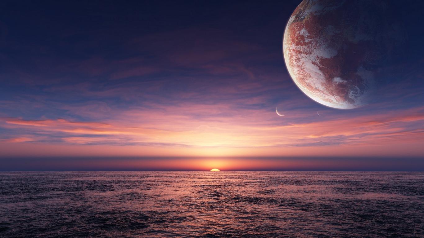 Wallpaper Sun, Sea, Planet - Sea Planet - HD Wallpaper 