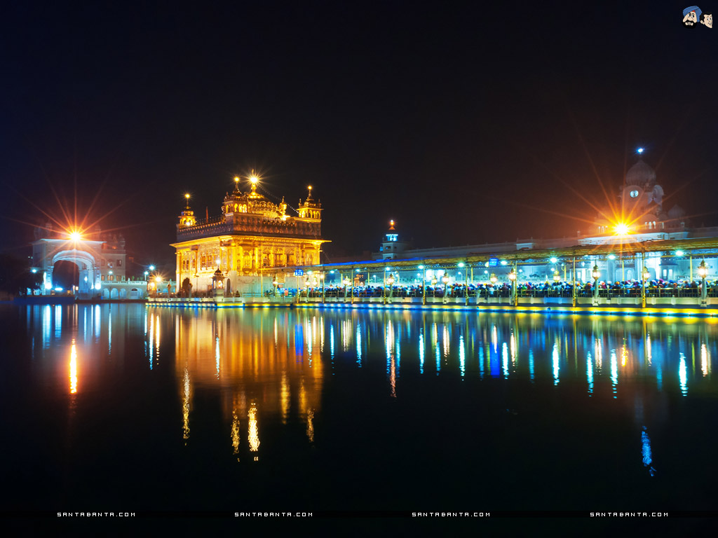 The Golden Temple - Golden Temple At Night Wallpaper Hd - HD Wallpaper 