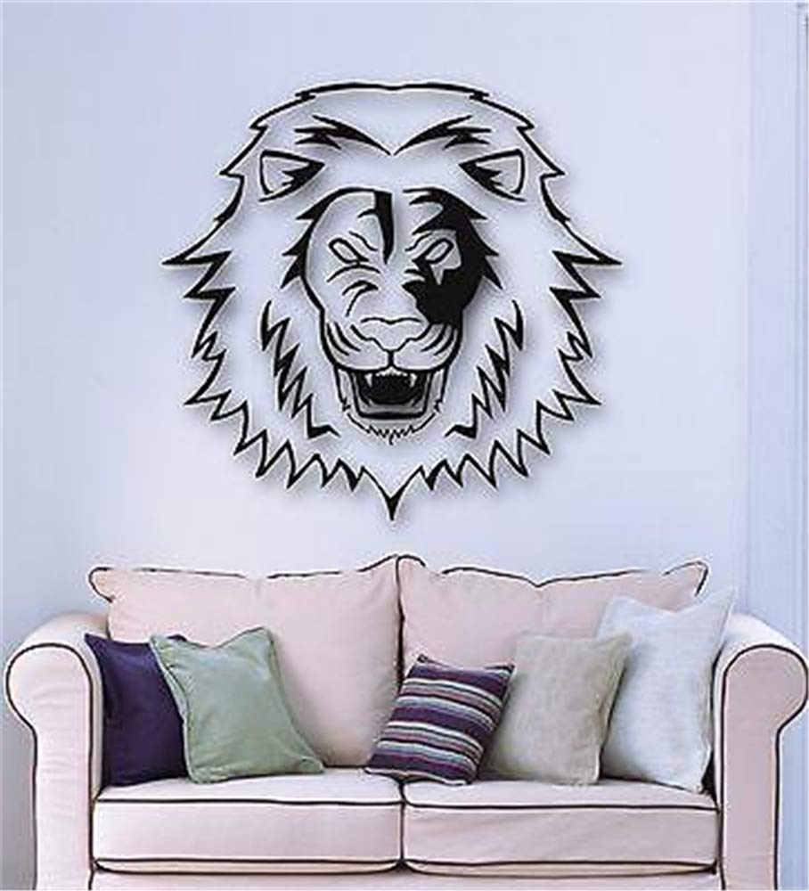 Wheua Wall Sticker Quote Wall Decal Funny Wallpaper - Easy Lion Drawing  Head Roaring - 908x1000 Wallpaper 