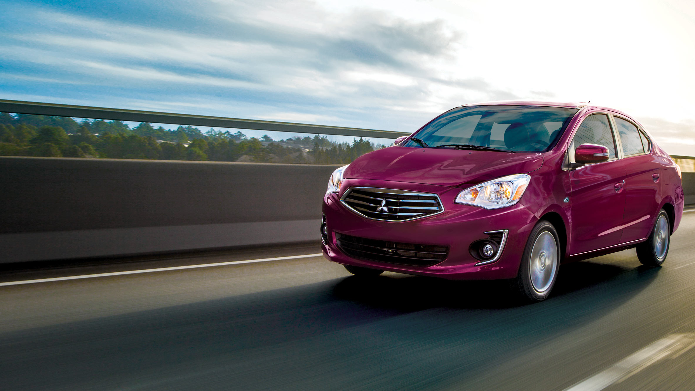 Mitsubishi Mirage G4 Wallpaper Hd - Mitsubishi Mirage On The Road - HD Wallpaper 