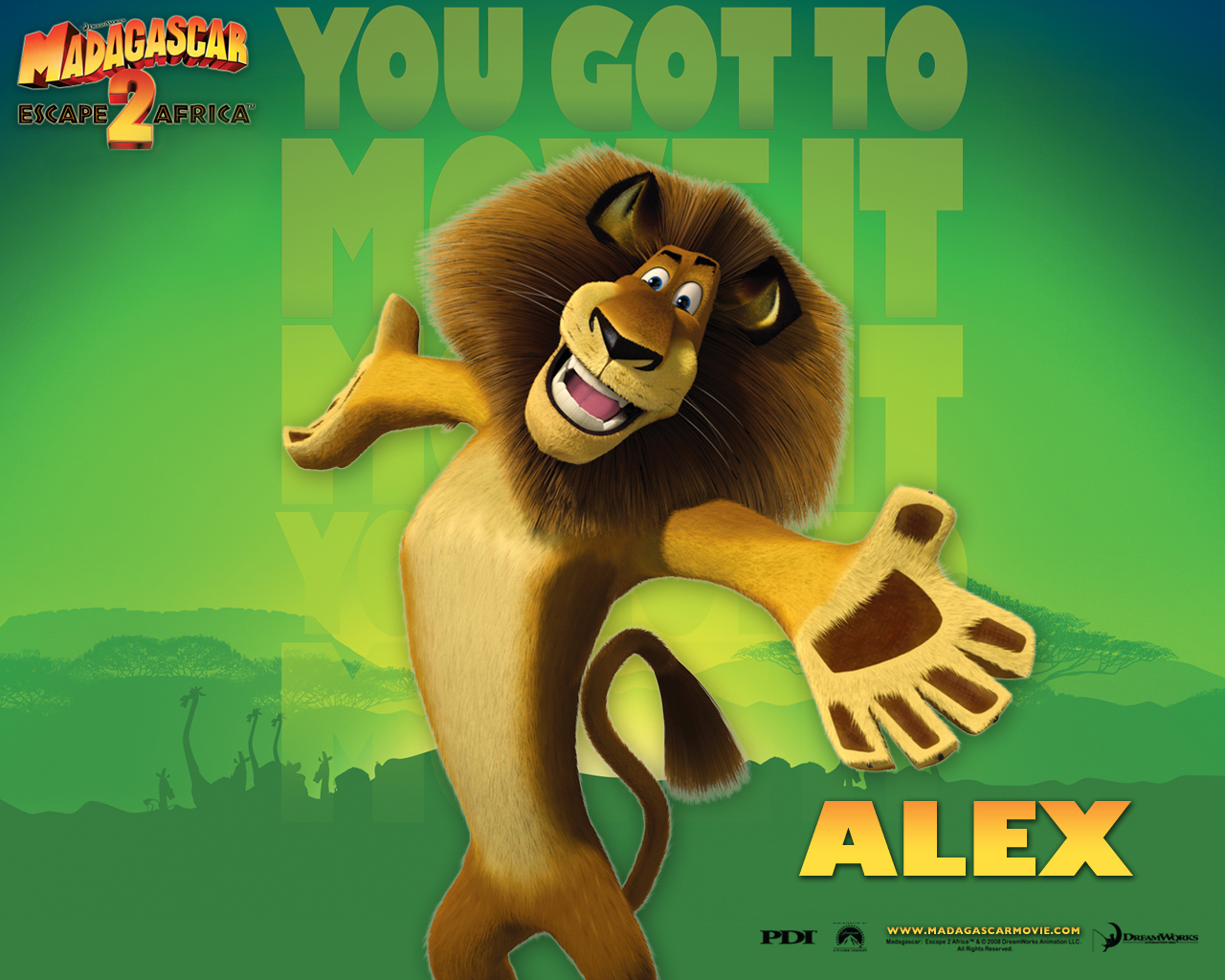 Alex The Lion From The Madagascar Cg Animated Movies - Madagascar 2 Alex  Poster - 1280x1024 Wallpaper 