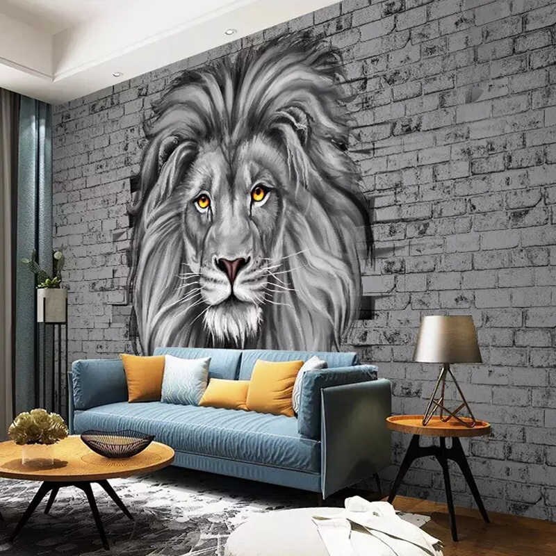 Custom Photo Wallpaper Modern Black And White Lion - Обои С Рисунком Города - HD Wallpaper 