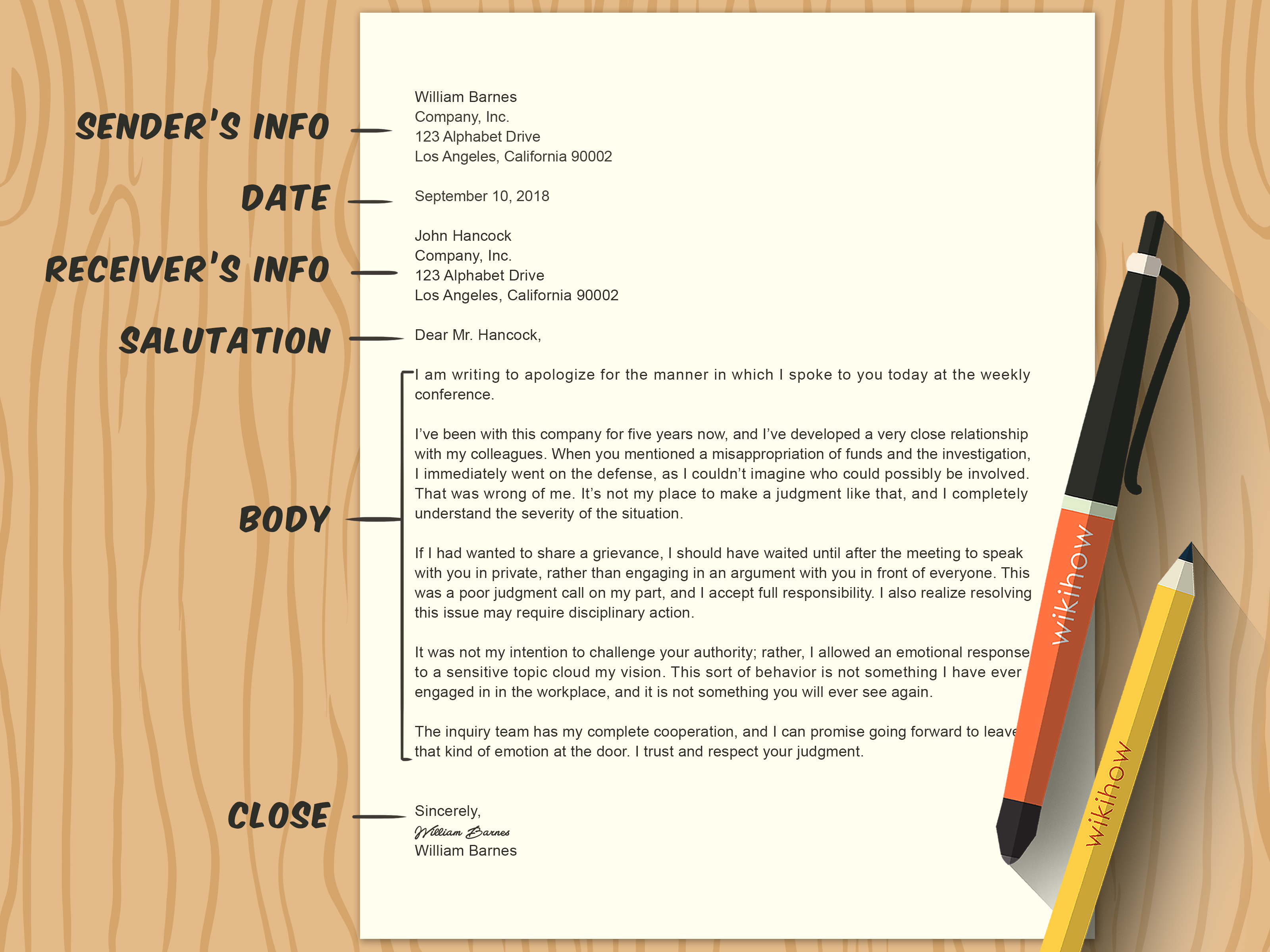 Image Titled Write An Apology Letter Step - Parts Of A Apology Letter - HD Wallpaper 