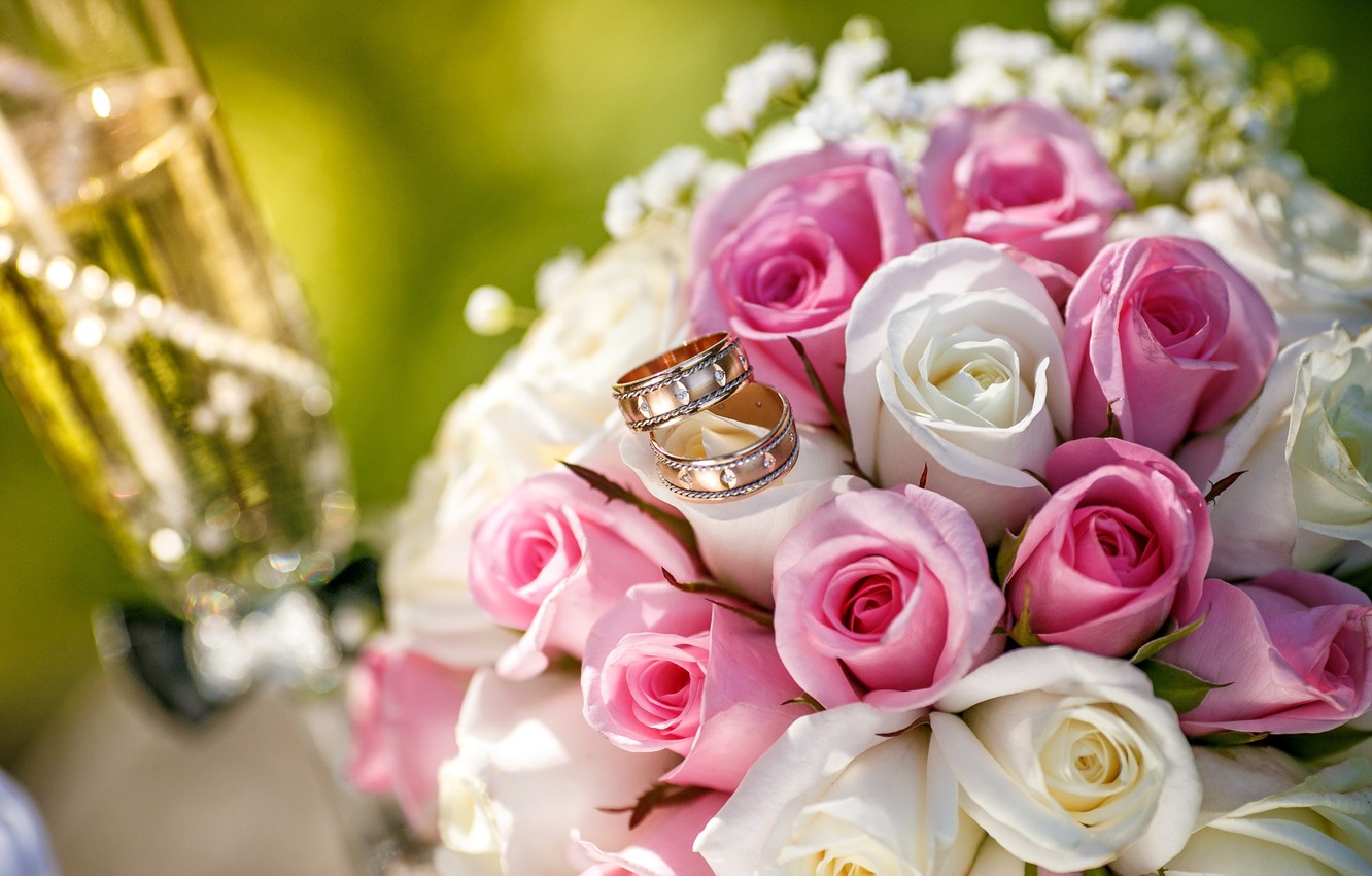 Photo Wallpaper Flowers, Roses, Bouquet, Pink, Wedding, - Flowers Wallpaper For Wedding - HD Wallpaper 