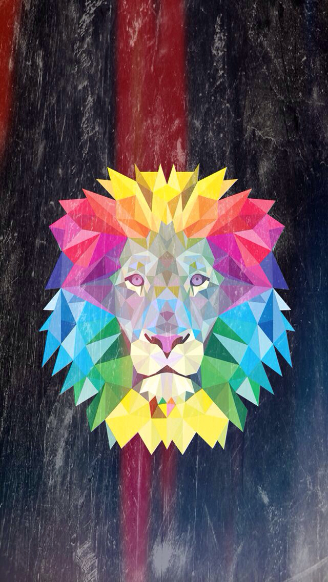 Lion, Wallpaper, And Colorful Image - Lion Geometric - HD Wallpaper 