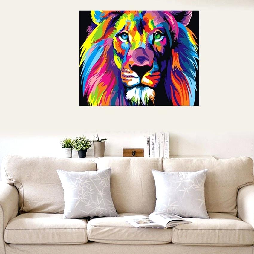 Digital Wall Art Colorful Lion By Numbers Abstract - HD Wallpaper 